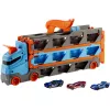 Hot Wheels City Speedway Hauler Carrier z 3 samochodzikami, Zestaw pojazdów, 4 lat/a, Plastik, Szary, Wielokolorowy
