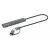 Manhattan USB-C i USB-A Combo Dock/Hub, Porty (4): USB-A (x4), 5 Gb/s (USB 3.2 Gen1, znany jako USB 3.0), zasilany przez USB (nie wymaga zewnętrznego zasilacza), kabel 25 cm