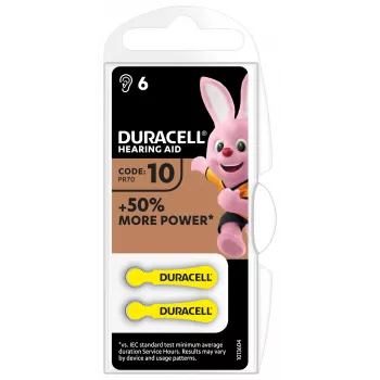 Duracell Hearing Aid 10, bateria jednorazowa, cynkowo-powietrzna, 1,45 V, 6 szt., 100 mAh, 4 lata