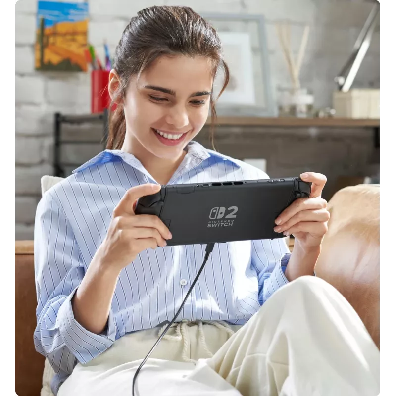 Konsola do gier NINTENDO Switch 2 Czarna — 7,9-calowy LCD 1920×1080, 120 Hz, 256 GB, bateria 5220 mAh, Wi‑Fi 6, Bluetooth, HDR10