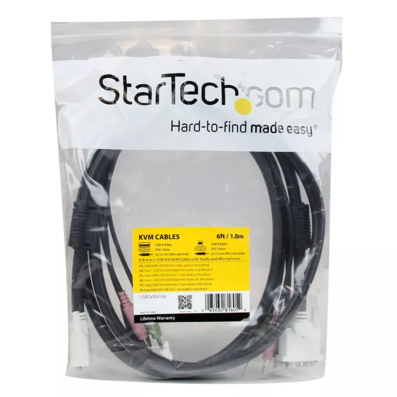 StarTech.com 6 ft 4-w-1 kabel KVM USB DVI z audio i mikrofonem