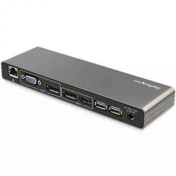 StarTech.com Stacja dokująca Thunderbolt 3 - Podwójny monitor 4K 60 Hz - Stacja dokująca do laptopa TB3 z DisplayPort, HDMI i VGA 1080p - Zasilanie i ładowanie 85 W - 2x USB-A, Ethernet - Mac i Windows