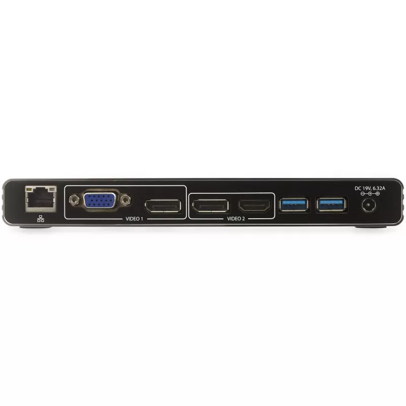 StarTech.com Stacja dokująca Thunderbolt 3 - Podwójny monitor 4K 60 Hz - Stacja dokująca do laptopa TB3 z DisplayPort, HDMI i VGA 1080p - Zasilanie i ładowanie 85 W - 2x USB-A, Ethernet - Mac i Windows