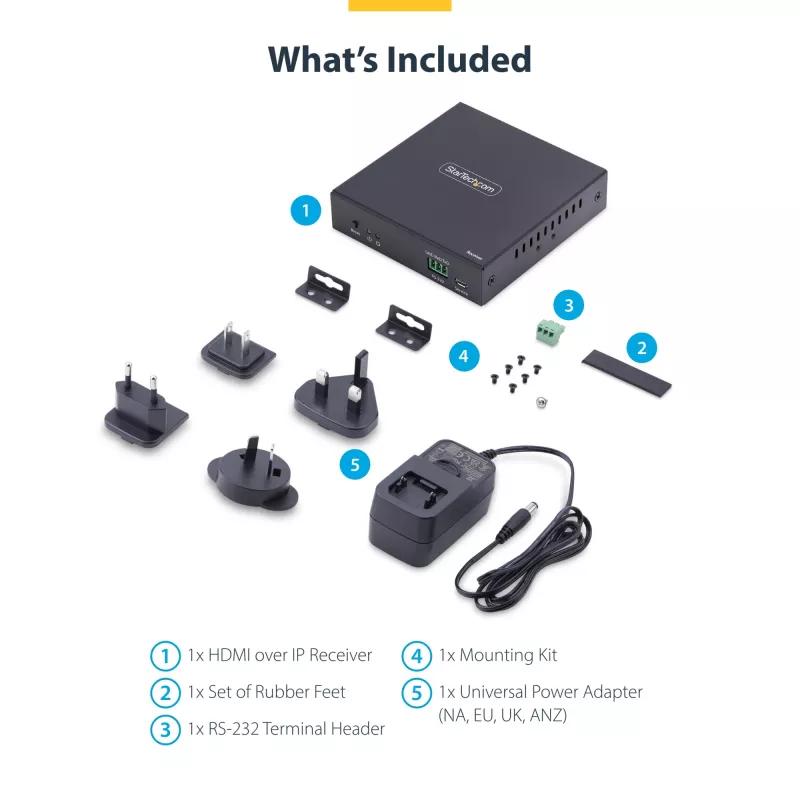 Odbiornik HDMI StarTech.com przez sieć IP dla serii produktów IH2006, 4K 60 Hz, bezsterownikowy, AVoIP, zawiera zestaw montażowy, tylko odbiornik