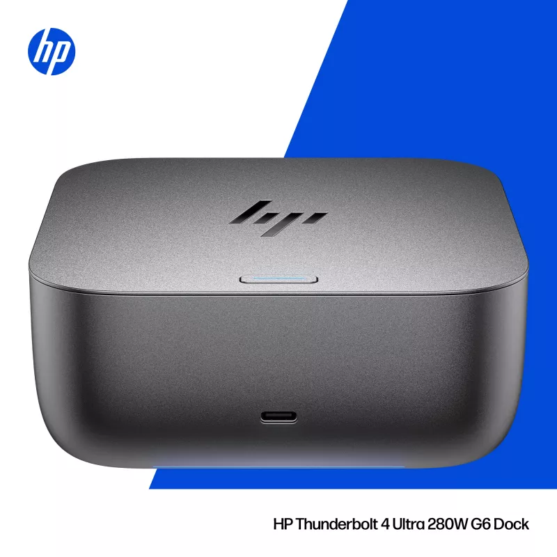 HP Thunderbolt 4 Ultra 280W G6 Dock, przewodowa, Thunderbolt 4, 280 W, 10,100,1000,2500 Mbit/s, szary, 8K Ultra HD