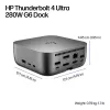 HP Thunderbolt 4 Ultra 280W G6 Dock, przewodowa, Thunderbolt 4, 280 W, 10,100,1000,2500 Mbit/s, szary, 8K Ultra HD