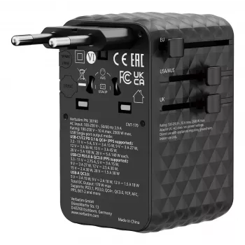 Verbatim Charge 'n' Travel 170W Uniwersalny adapter podróżny Czarny