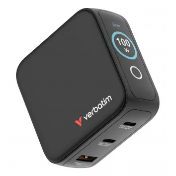 Verbatim Mini GaN Charger 100W z Display, Indoor, AC, 20 V, Czarny