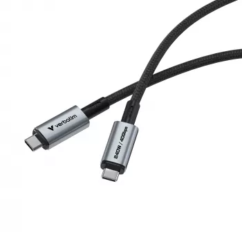 Verbatim Sync & Charge USB C do USB C 240W 40 Gb/s 120 cm, 1.2 m, USB C, USB C, USB4 Gen 2x2, 40 Gbit/s, czarny