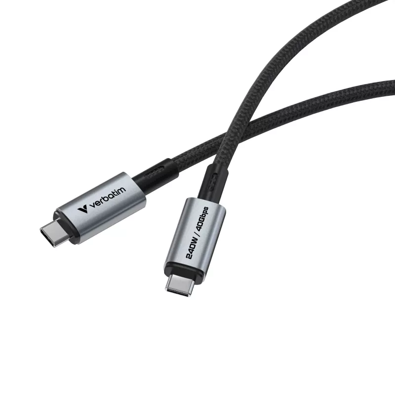 Verbatim Sync & Charge USB C do USB C 240W 40 Gb/s 120 cm, 1.2 m, USB C, USB C, USB4 Gen 2x2, 40 Gbit/s, czarny