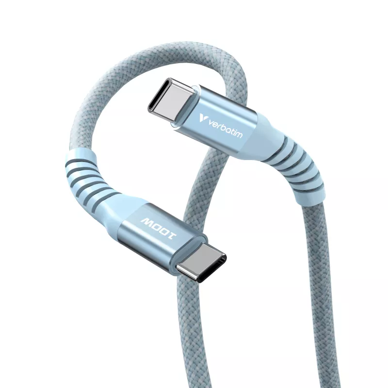 Kabel magnetyczny Verbatim Sync & Charge – 100 W USB-C na USB-C 120 cm niebieski