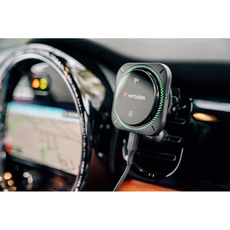Verbatim Charge 'n' Drive Qi2 Magnetyczna bezprzewodowa ładowarka samochodowa RGB