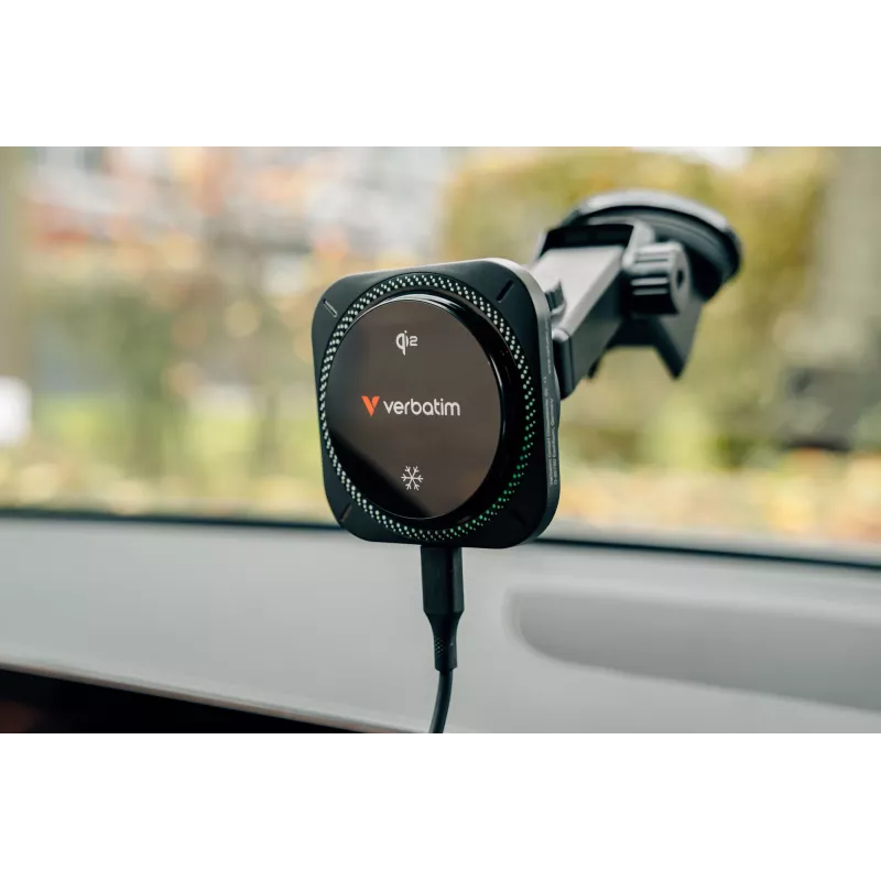 Verbatim Charge 'n' Drive Qi2 Magnetyczna bezprzewodowa ładowarka samochodowa RGB