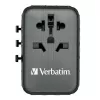 Verbatim UTA-05 65W GaN III uniwersalna ładowarka podróżna z 2 portami USB-C PD i QC 4+ oraz 2 portami USB-A