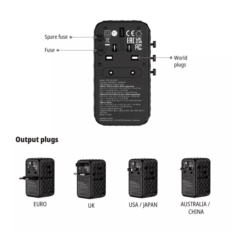 Verbatim Charge 'n' Travel Diamond 85W Retractable kabel CNT-02
