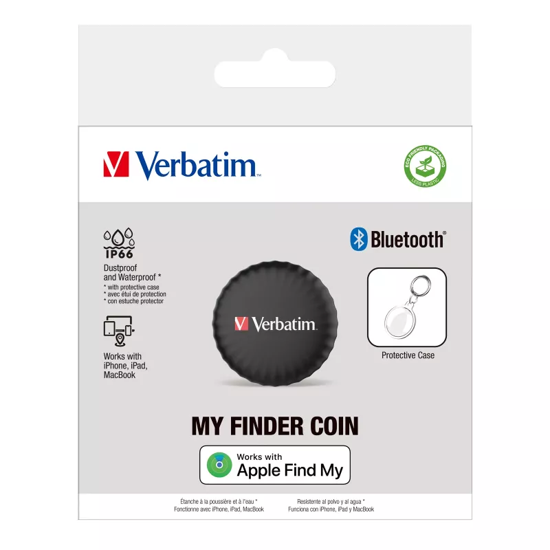 Verbatim My Finder Coin, osobisty, lokalizator, czarny, pyłoszczelny, wodoodporny, IP66, CR2032
