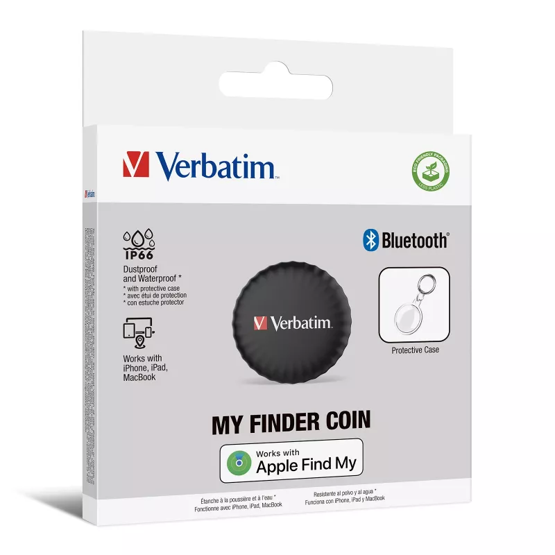 Verbatim My Finder Coin, osobisty, lokalizator, czarny, pyłoszczelny, wodoodporny, IP66, CR2032