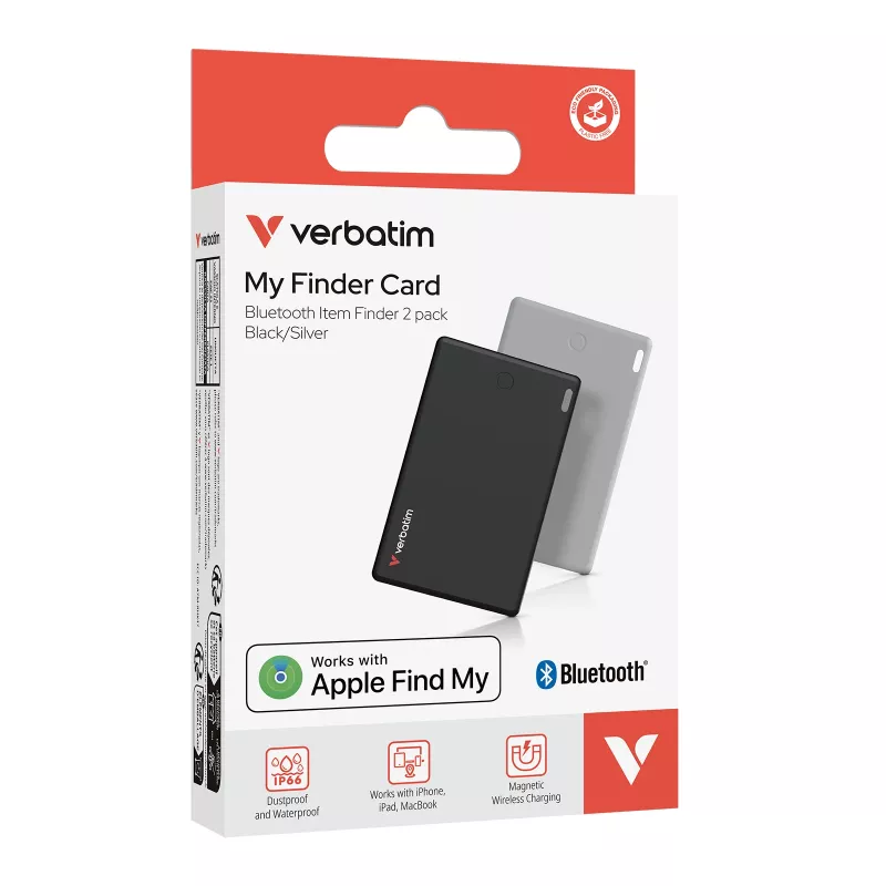 Verbatim My Finder Card Bluetooth Lokalizator przedmiotów 2 szt. Czarny / Srebrny