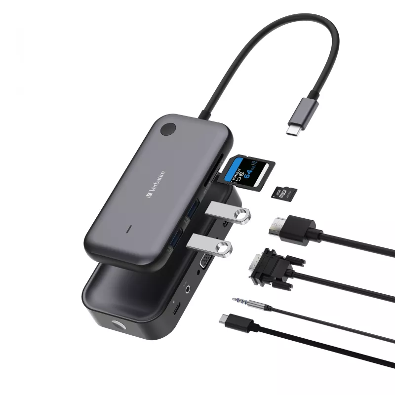 Verbatim Share My Screen 1080p USB-C bezprzewodowy adapter wyświetlacza z hubem WDA-01