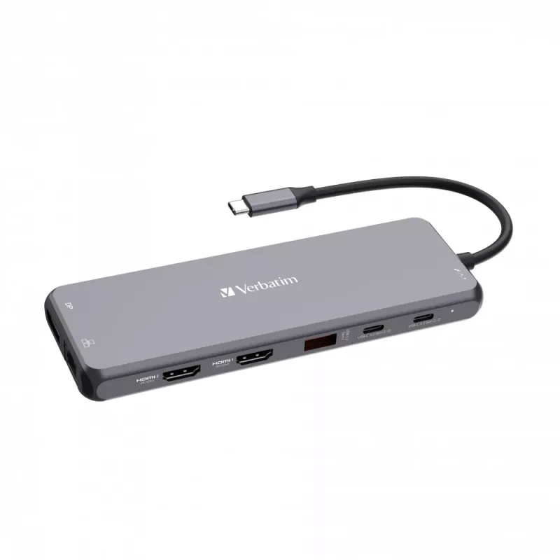 Verbatim CMH-13 Hub USB Type-C 10000 Mbit/s Srebrny