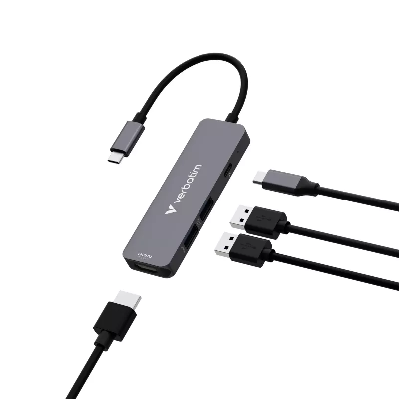 Verbatim USB-C Essentials Multiport Hub 4 porty: HDMI, USB-C PD, USB-A 3.2 Gen 1, USB-A
