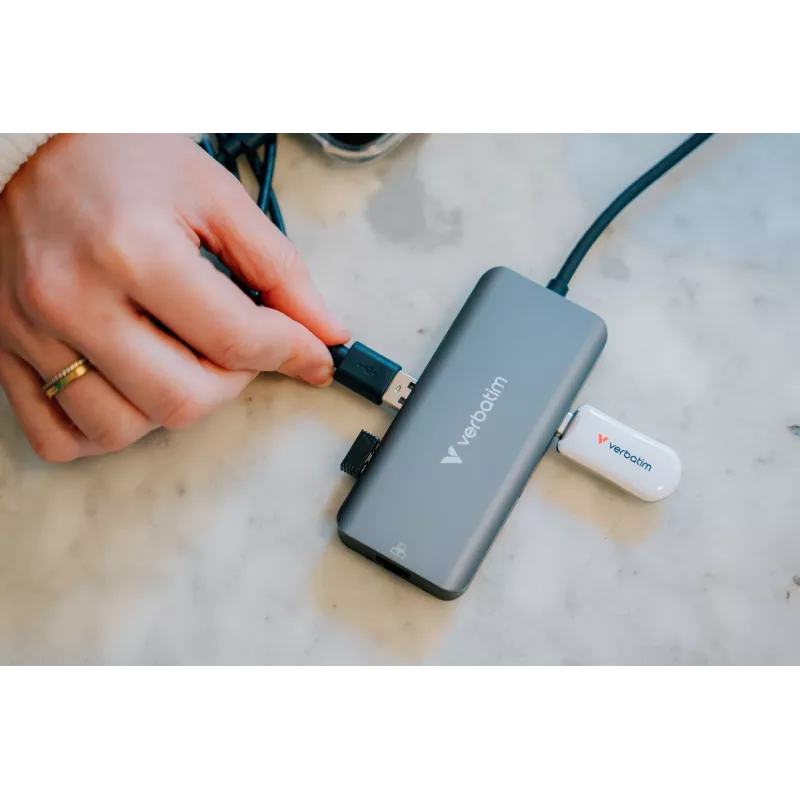 Verbatim USB-C Essentials Multiport Hub 6 portów: RJ45, HDMI, USB-C PD, 3 x USB-A 3.2 Gen 1