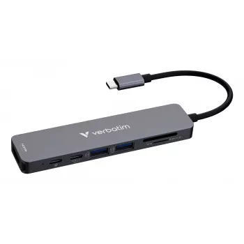 Verbatim USB-C Essentials Multiport Hub 7 portów: HDMI, USB-C, USB-C 3.2 Gen 1, 2 x USB-A 3.2 Gen 1, SD i microSD