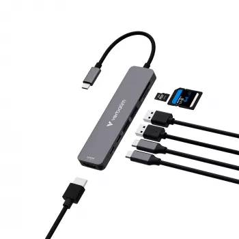 Verbatim USB-C Essentials Multiport Hub 7 portów: HDMI, USB-C, USB-C 3.2 Gen 1, 2 x USB-A 3.2 Gen 1, SD i microSD