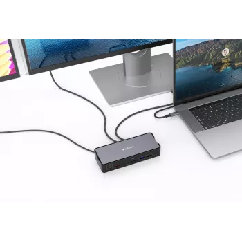 Stacja dokująca Verbatim CDS-15 przewodowa USB 3.2 Gen 1 (3.1 Gen 1) Type-C, czarno-szara