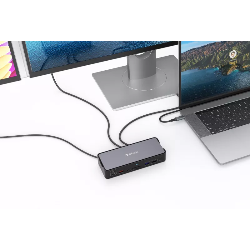 Stacja dokująca Verbatim CDS-15 przewodowa USB 3.2 Gen 1 (3.1 Gen 1) Type-C, czarno-szara