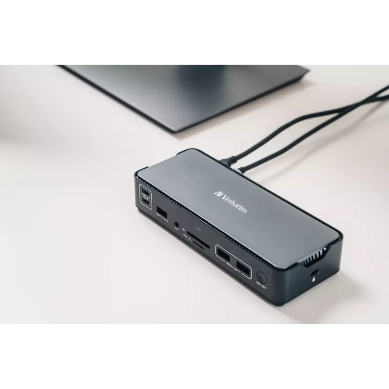 Stacja dokująca Verbatim CDS-15 przewodowa USB 3.2 Gen 1 (3.1 Gen 1) Type-C, czarno-szara