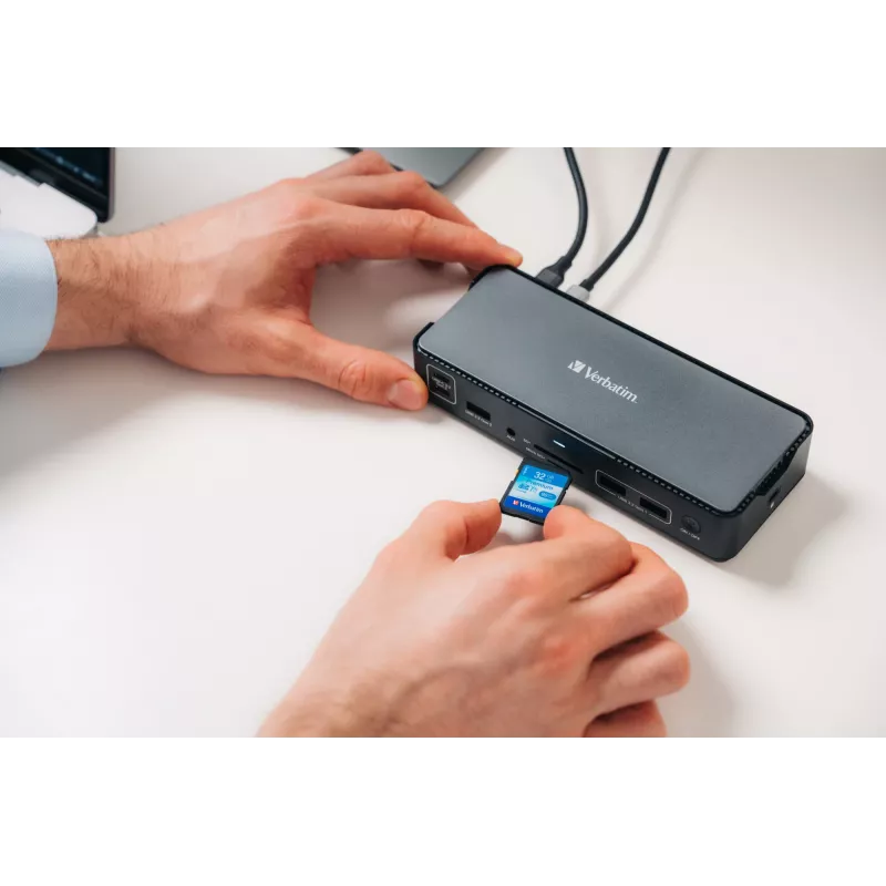 Stacja dokująca Verbatim CDS-15 przewodowa USB 3.2 Gen 1 (3.1 Gen 1) Type-C, czarno-szara