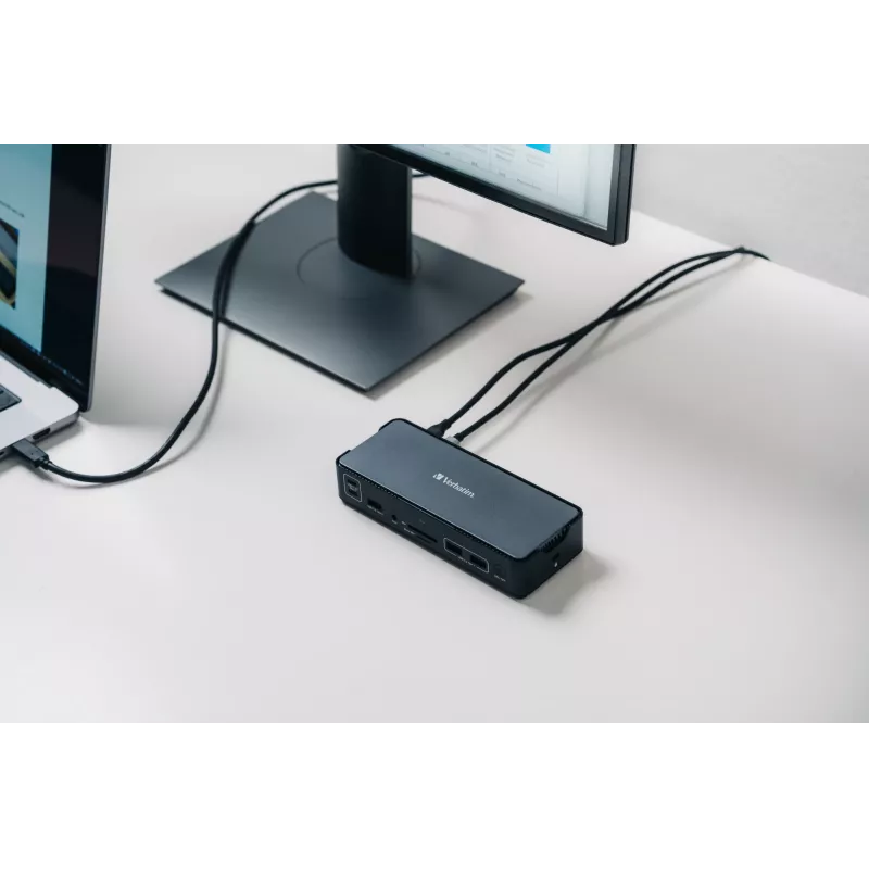 Stacja dokująca Verbatim CDS-15 przewodowa USB 3.2 Gen 1 (3.1 Gen 1) Type-C, czarno-szara