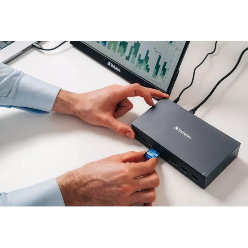 Verbatim CDS-17 Przewodowa stacja dokująca USB 3.2 Gen 1 (3.1 Gen 1) Type-C Czarny, Szary