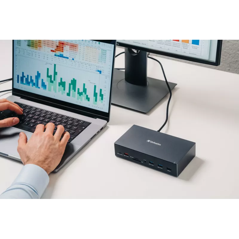 Verbatim CDS-17 Przewodowa stacja dokująca USB 3.2 Gen 1 (3.1 Gen 1) Type-C Czarny, Szary