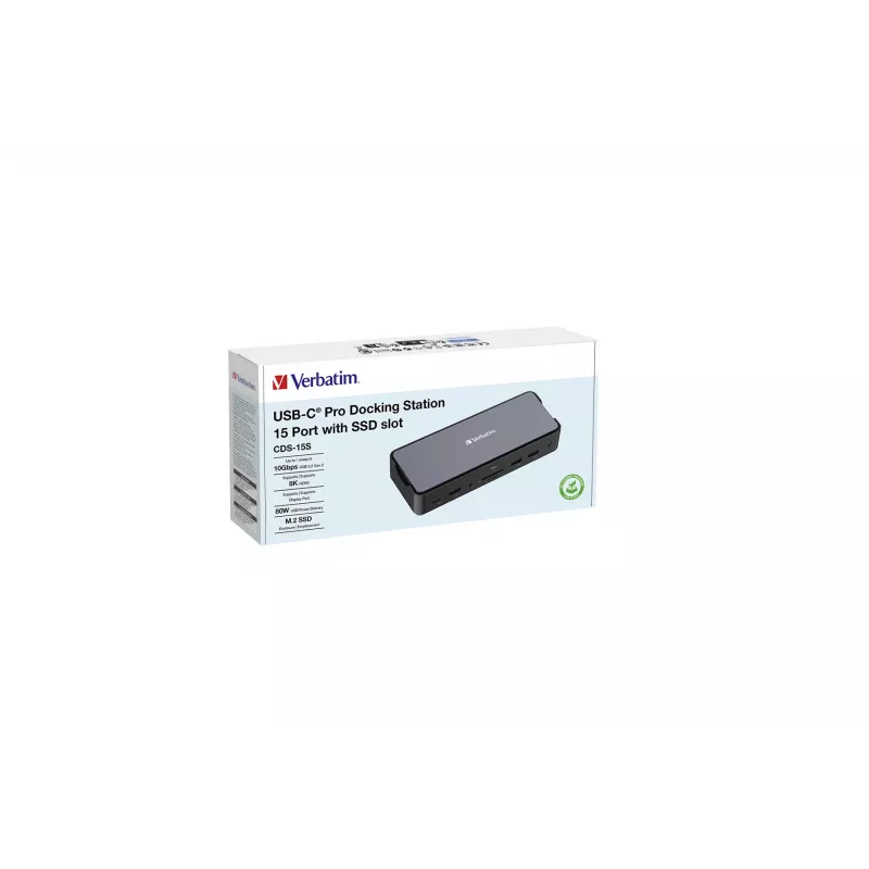 Verbatim CDS-15S Przewodowy USB 3.2 Gen 1 (3.1 Gen 1) Type-C Czarny, Szary