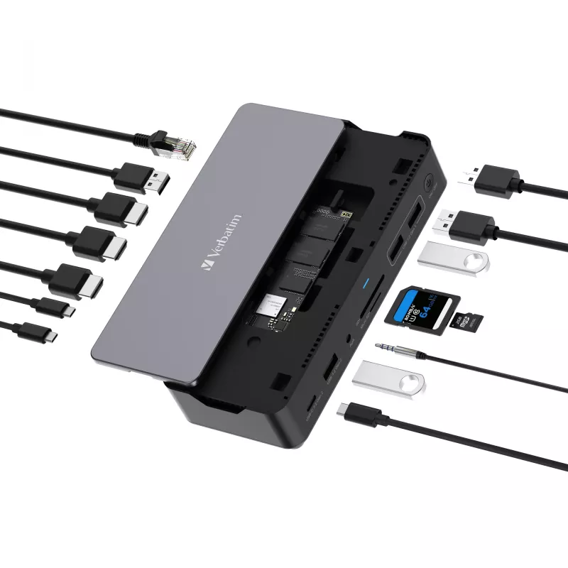 Verbatim CDS-15S Przewodowy USB 3.2 Gen 1 (3.1 Gen 1) Type-C Czarny, Szary