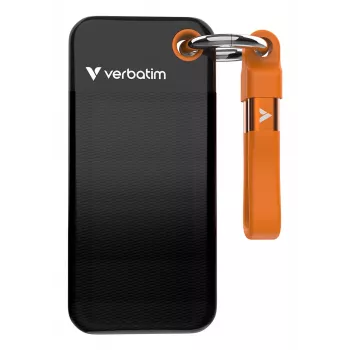 Verbatim Pocket SSD USB 3.2 Gen 2 1TB Czarny/Pomarańczowy, 1 TB, USB Type-C, 3.2 Gen 2 (3.1 Gen 2), 1000 MB/s, 10 Gbit/s, Czarny, Pomarańczowy