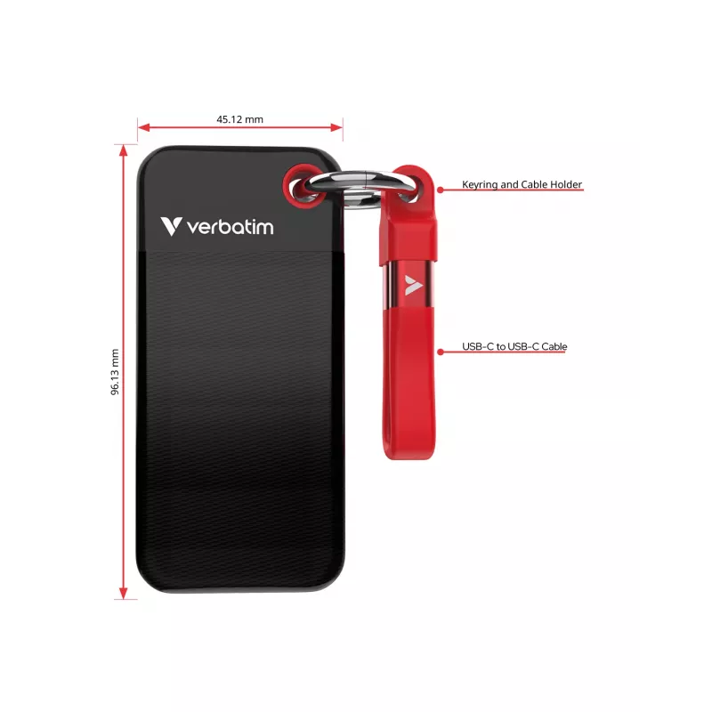 Verbatim Pocket SSD USB 3.2 Gen 2 2TB Czarny/Czerwony