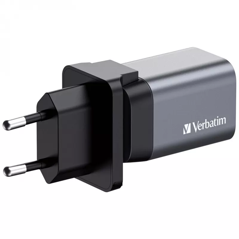 Ładowarka Verbatim GNC-35 GaN 35W z 1x USB-C PD 35W / 1x USB-A QC 3.0 (EU/UK/US)