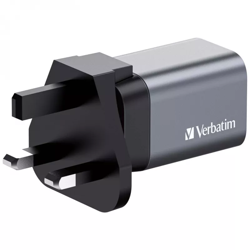 Ładowarka Verbatim GNC-35 GaN 35W z 1x USB-C PD 35W / 1x USB-A QC 3.0 (EU/UK/US)