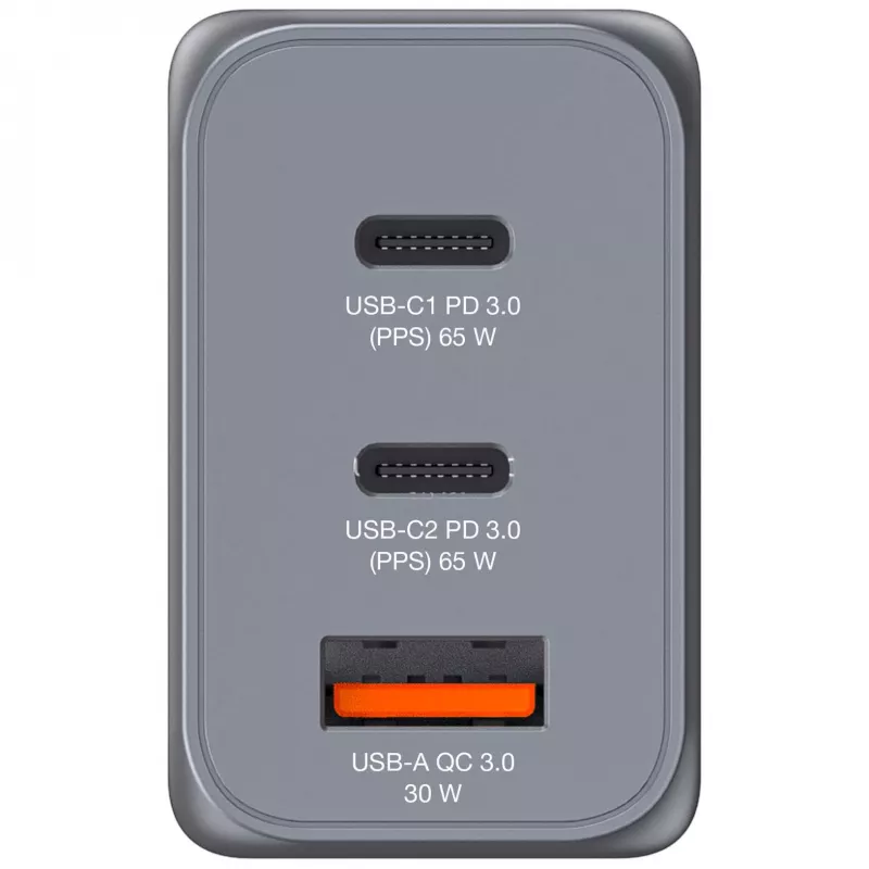 Verbatim GNC-65 GaN Charger 65W z 2 x USB-C PD 65W / 1 x USB-A QC 3.0 (EU/UK/US)