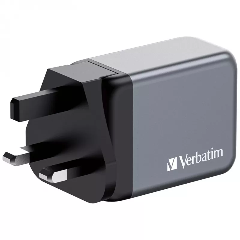 Verbatim GNC-65 GaN Charger 65W z 2 x USB-C PD 65W / 1 x USB-A QC 3.0 (EU/UK/US)