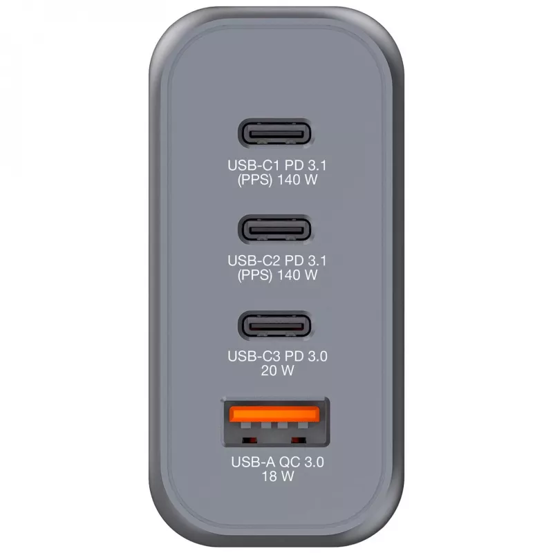 Verbatim GNC-140 GaN Charger 140W z 2 x USB-C PD 140W / 1 x USB-C PD 20W / 1 x USB-A QC 3.0 (EU/UK/US)