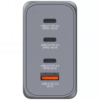 Verbatim GNC-200 Ładowarka GaN 200W z 2 x USB-C PD 100W / 1 x USB-C PD 65W / 1 x USB QC 3.0 (EU/UK/US)