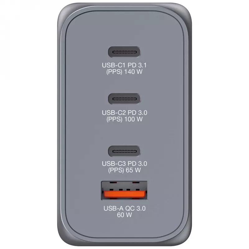 Ładowarka Verbatim GNC-240 GaN 240 W z 1 x USB-C 140 W / 1 x USB-C 100 W / 1 x USB-C 65 W / 1 x USB-A QC 3.0 (EU/UK/US)