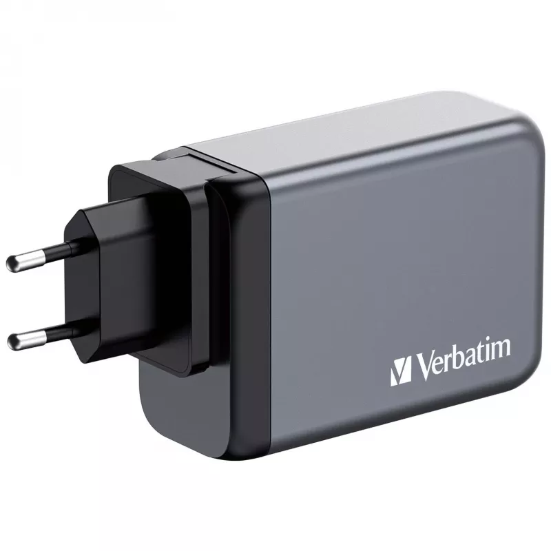 Ładowarka Verbatim GNC-240 GaN 240 W z 1 x USB-C 140 W / 1 x USB-C 100 W / 1 x USB-C 65 W / 1 x USB-A QC 3.0 (EU/UK/US)