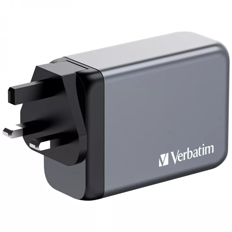 Ładowarka Verbatim GNC-240 GaN 240 W z 1 x USB-C 140 W / 1 x USB-C 100 W / 1 x USB-C 65 W / 1 x USB-A QC 3.0 (EU/UK/US)