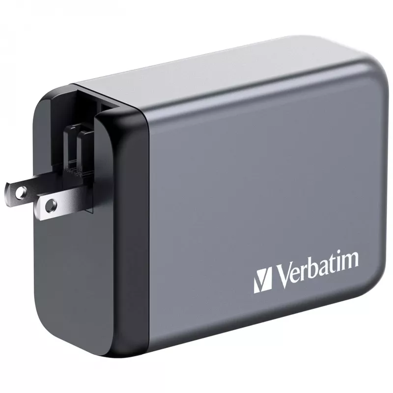 Ładowarka Verbatim GNC-240 GaN 240 W z 1 x USB-C 140 W / 1 x USB-C 100 W / 1 x USB-C 65 W / 1 x USB-A QC 3.0 (EU/UK/US)