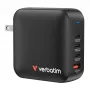 Verbatim Mini GaN Charger 165W 4 Port US plug z EU and UK adaptors